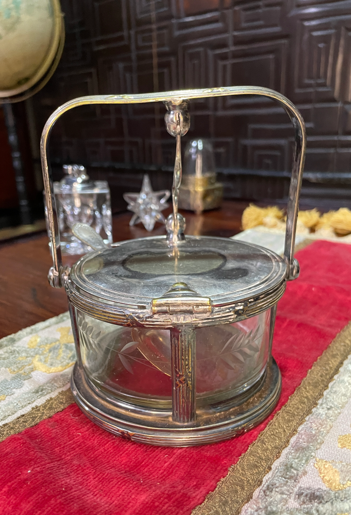 (vendido) Azucarera vidrio y electroplata