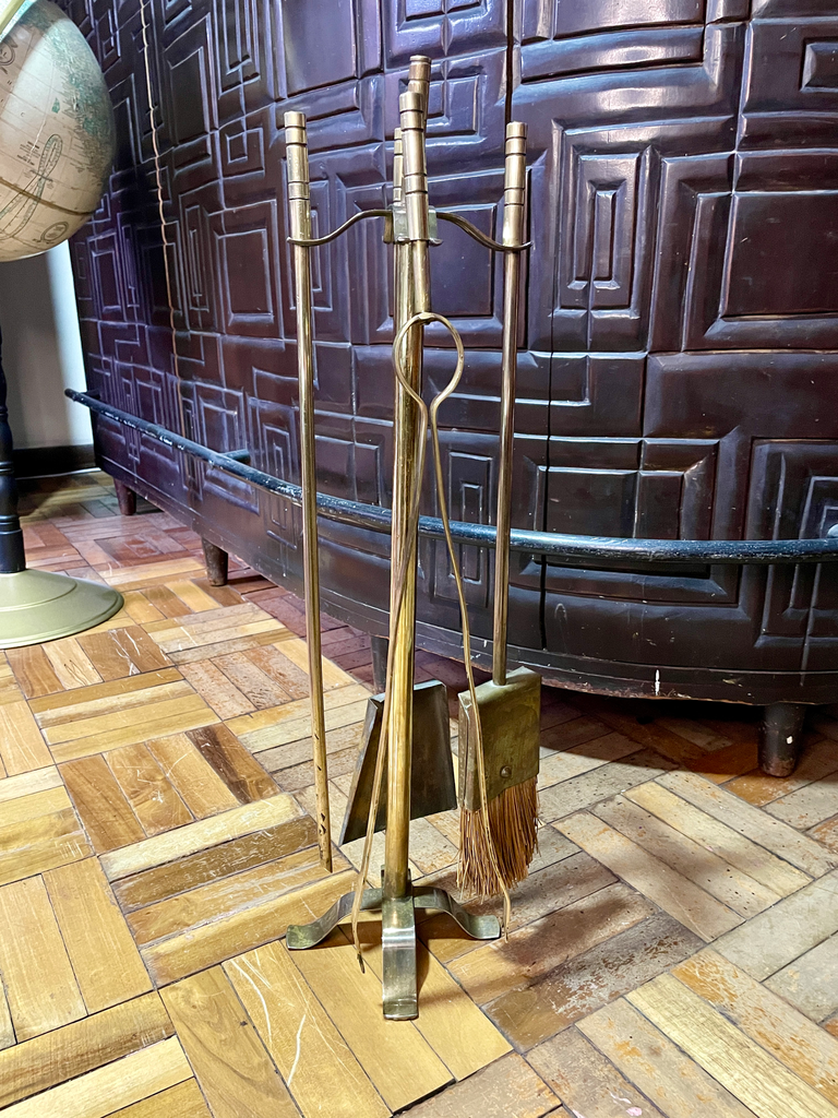 Instrumentos de chimenea bronce y latón