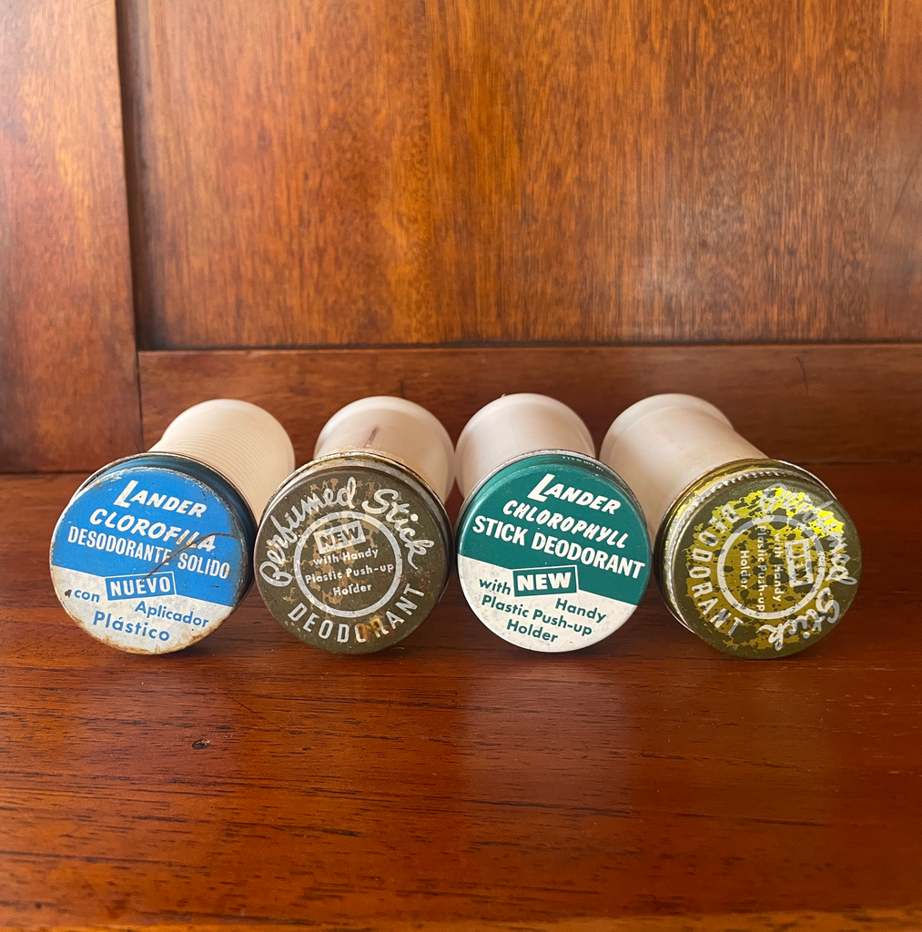 Colección de 4 frascos vintage de desodorante sólido en barra Lander Años 50s