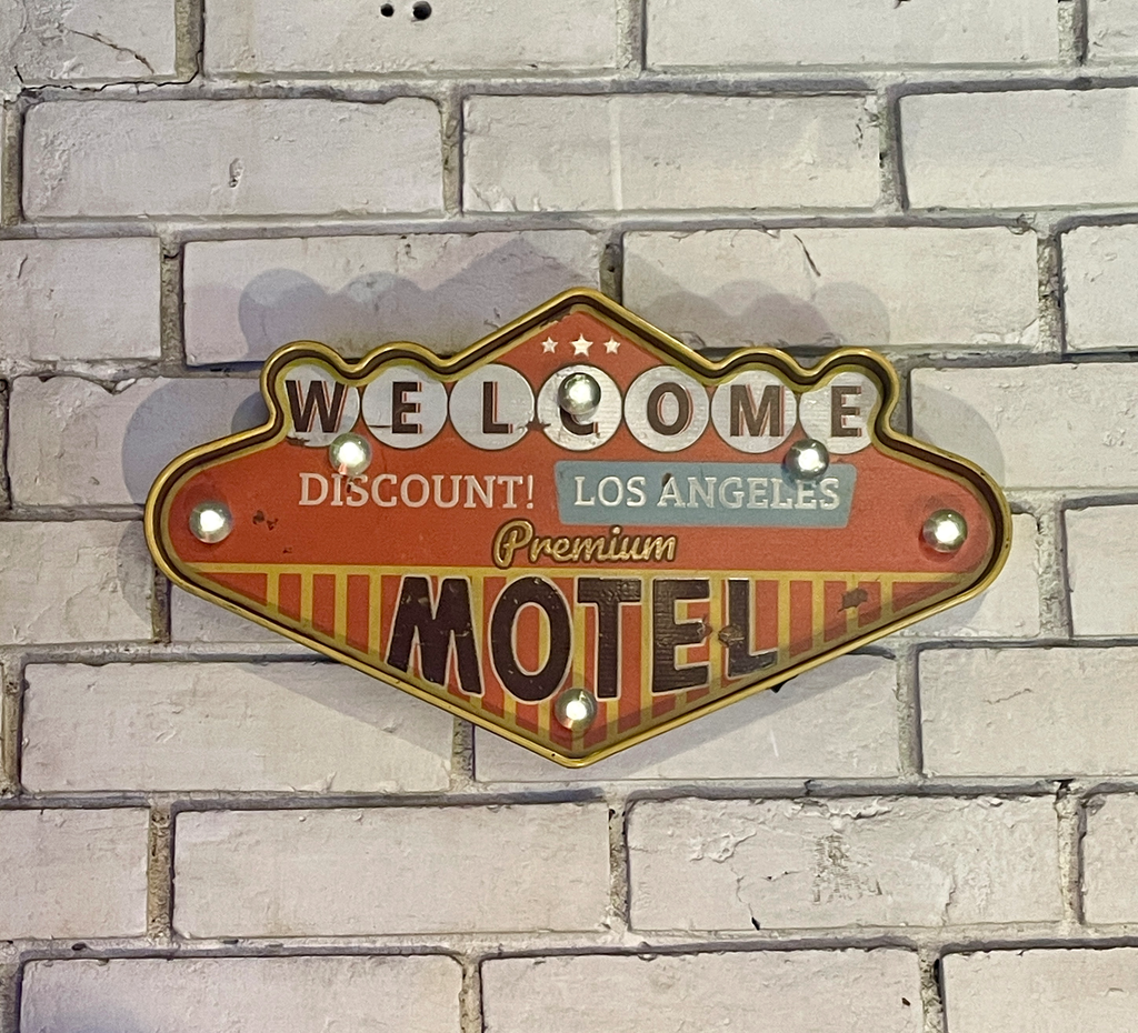 Letrero o cartel estilo vintage "Welcome Motel"