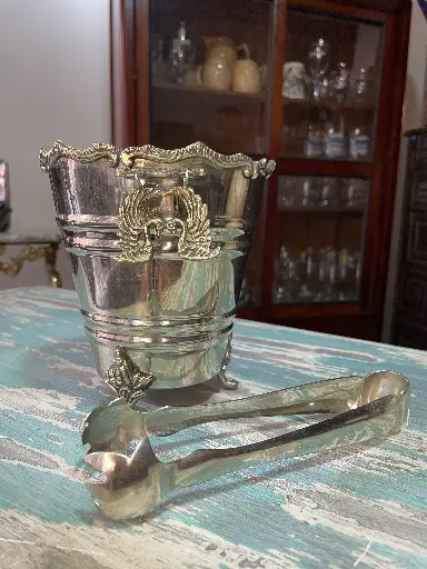 Hielera y pinzas borde decorado 