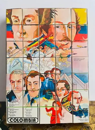 [TES-A-00000000006] Rompecabezas atlas de Colombia cartón de colombianos