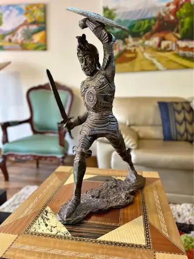 [TES-A-00000000068] Escultura o estatua caballero medieval con armadura 