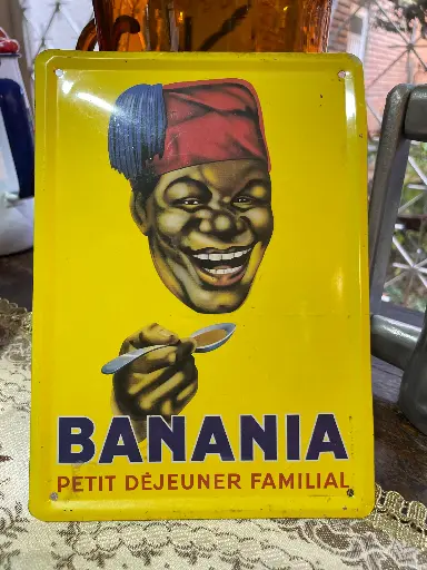 [TES-A-00000000195] Placa amarilla bebida achocolatada Banania francesa