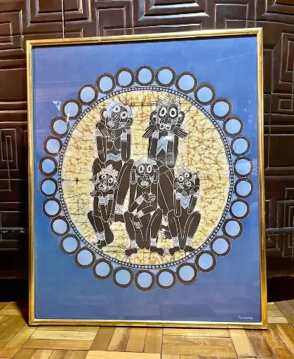[TES-A-00000000224] Cuadro decorativo de tela teñida o pintada con técnica batik