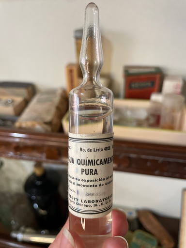 [TES-A-00000000250] Botella de colección boticario antiguo - Agua químicamente pura
